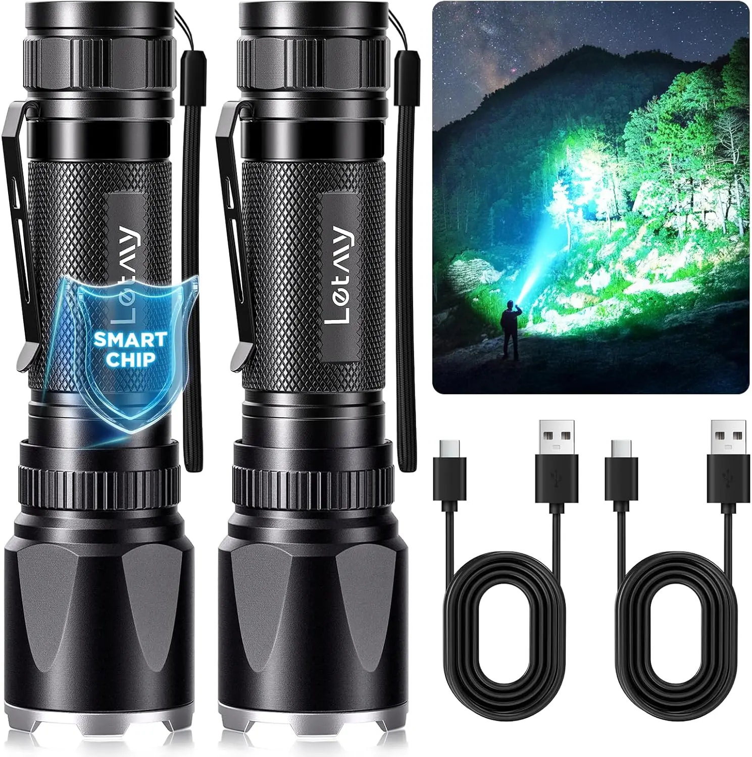 Комплект из 2 аккумуляторных светодиодных фонарей емкостью 2000 люмен, 3 режима, водонепроницаемые, тактические фонарики с зажимом для экстренного кемпинга
Комплект из 2 аккумуляторных светодиодных фонарей емкостью 2000 люмен, 3 режима, водонепроницаемые, тактические фонарики с зажимом для экстренного кемпинга