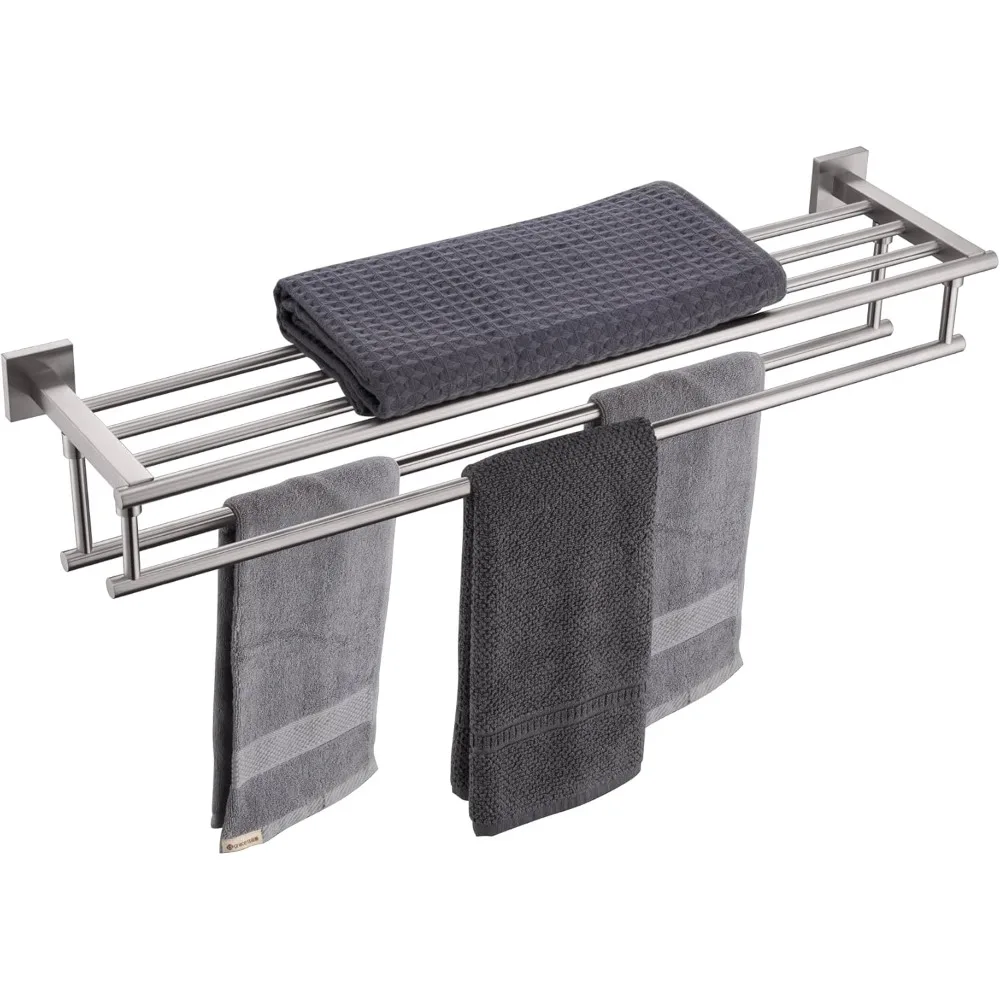 Double towel bar, 32-inch bathroom towel rack, wall-mounted, brushed nickel stainless steel.
Double towel bar, 32-inch bathroom towel rack, wall-mounted, brushed nickel stainless steel.