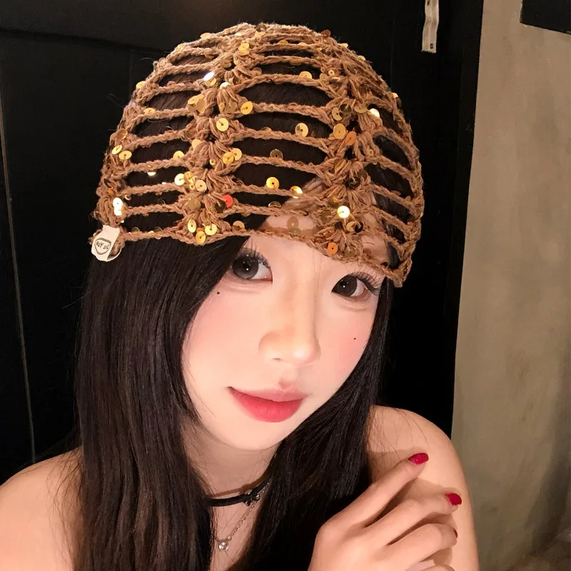 Korean Niche Fashion Woven Sequin Cut-out Pullover Hat for Women Spring and Summer Street Breathable Skull Beanie Caps
Korean Niche Fashion Woven Sequin Cut-out Pullover Hat for Women Spring and Summer Street Breathable Skull Beanie Caps