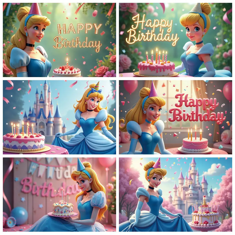 Cinderella Girl Birthday Party Photography Backdrop Flower Balloon Castle Photo Background Children Studio Accessories
Cinderella Girl Birthday Party Photography Backdrop Flower Balloon Castle Photo Background Children Studio Accessories