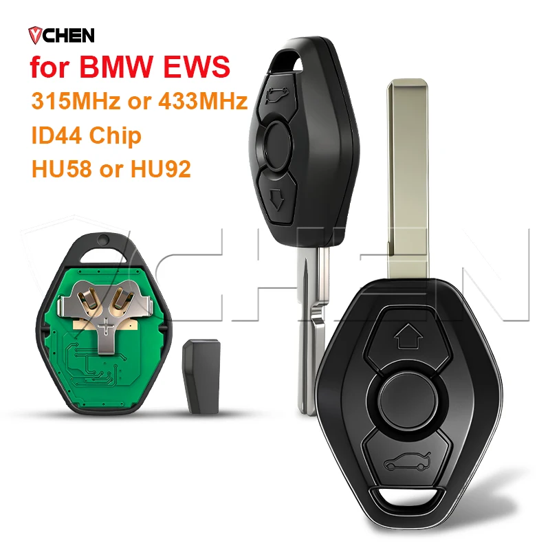 ID44 Chip Ignition Remote Key Fob For EWS 330 325 525 E38 E39 E46 315/433MHz Uncut HU58 HU92 for Z1 Z2 X3 X5 Z3 Z4 3/5/7 Series
ID44 Chip Ignition Remote Key Fob For EWS 330 325 525 E38 E39 E46 315/433MHz Uncut HU58 HU92 for Z1 Z2 X3 X5 Z3 Z4 3/5/7 Series