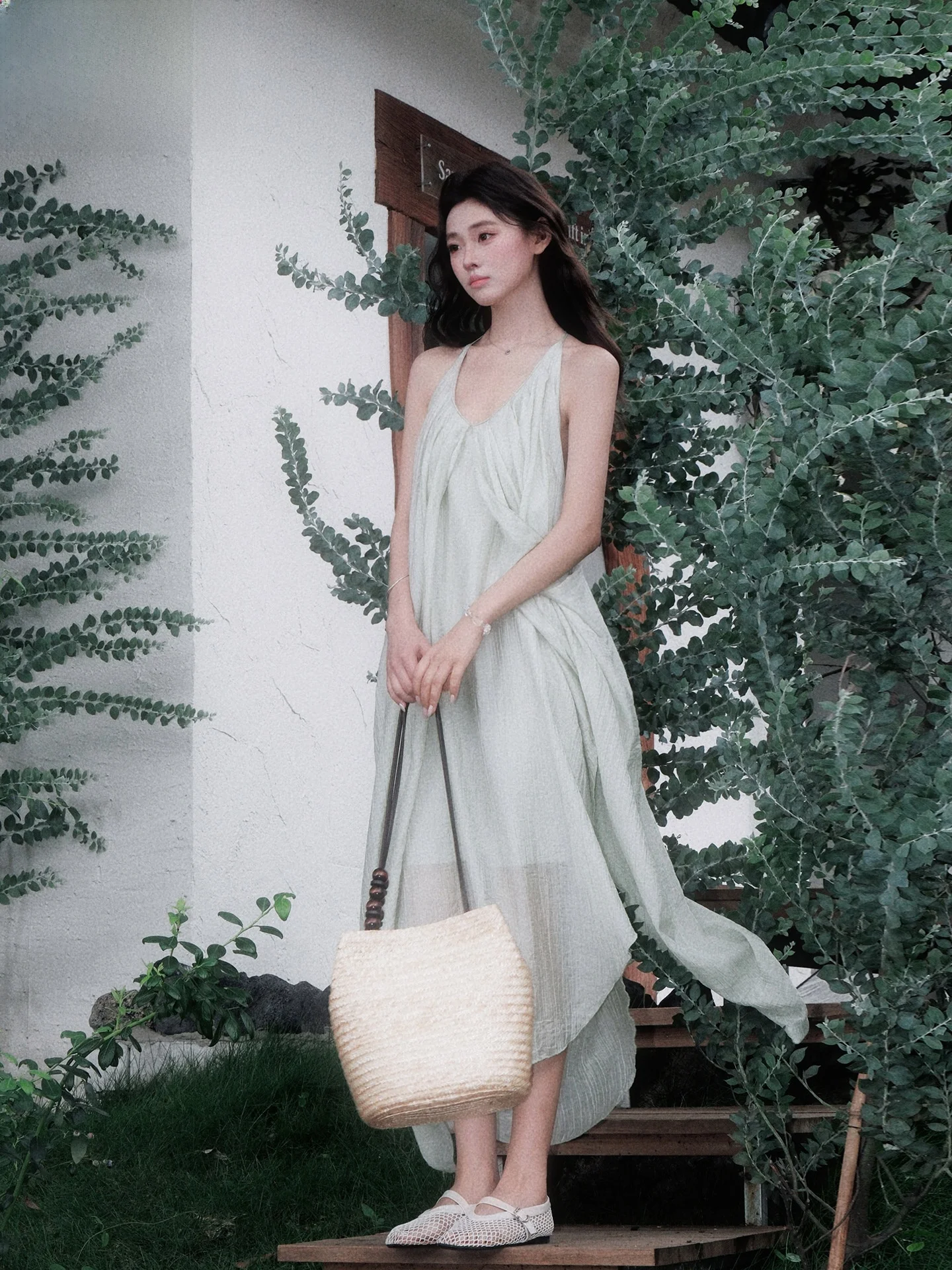 Mint Green Neck Hanging Strap Dress Women's Summer Beach Vacation Loose Slim Fairy Long Dress Casual Style Gathered Waist
Mint Green Neck Hanging Strap Dress Women's Summer Beach Vacation Loose Slim Fairy Long Dress Casual Style Gathered Waist