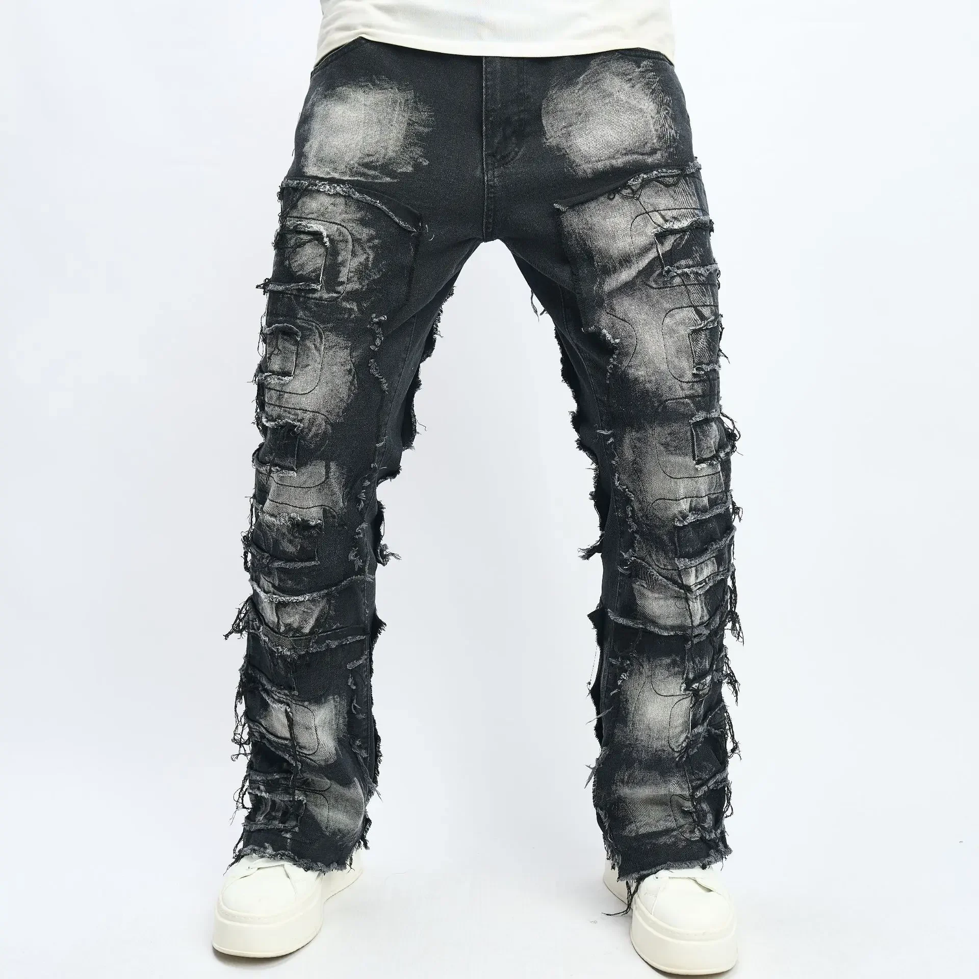 2024 New American Men's Fashion Trendy Denim Long Pants with Whiskering, Slim Fit, Slight Flare, Hip-hop and High Street Styles. 
2024 New American Men's Fashion Trendy Denim Long Pants with Whiskering, Slim Fit, Slight Flare, Hip-hop and High Street Styles.