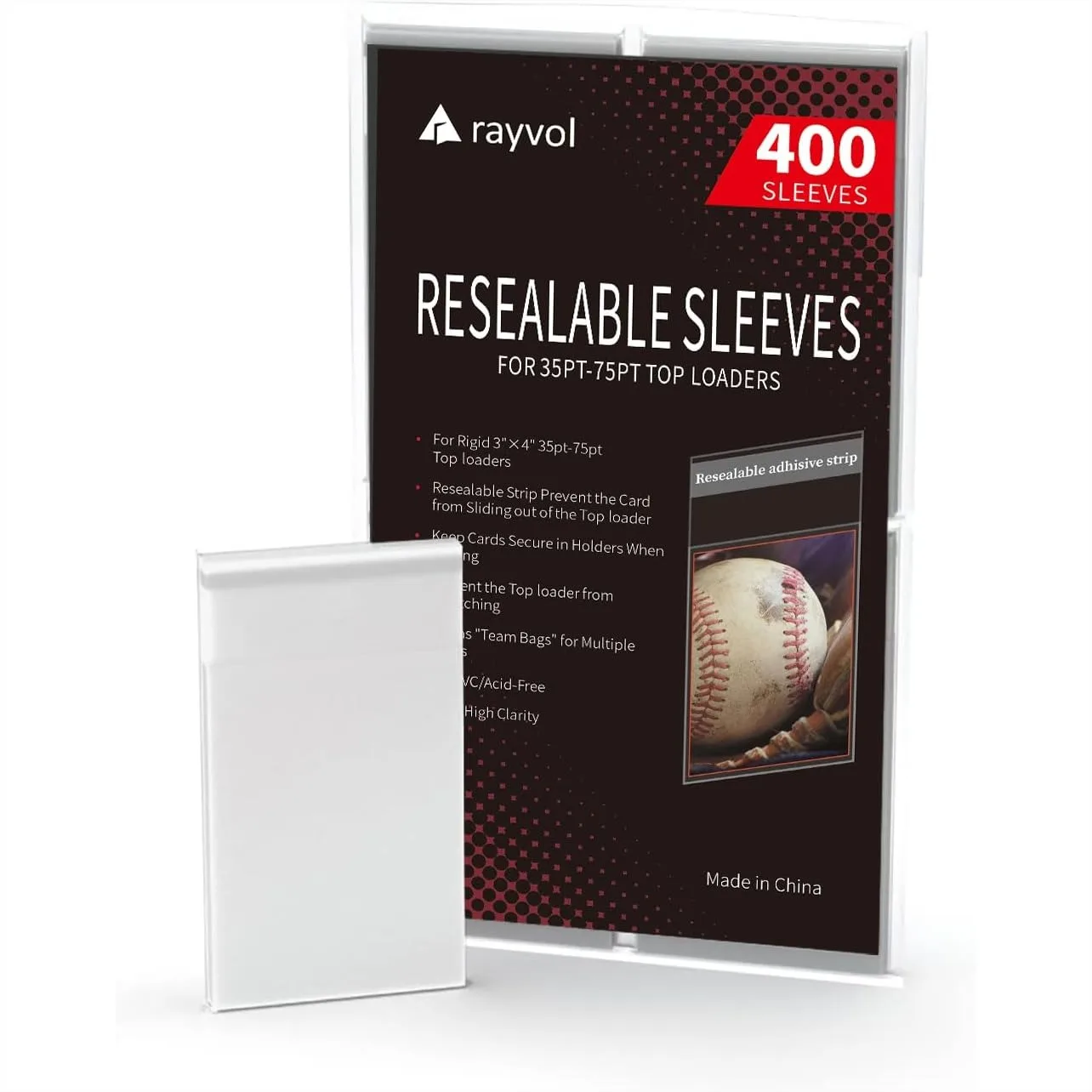 Top Loader Sleeves 400pcs Resealable Team Bags for 35-75PT Rigid Card Holders, Ultra Clear Protection
Top Loader Sleeves 400pcs Resealable Team Bags for 35-75PT Rigid Card Holders, Ultra Clear Protection