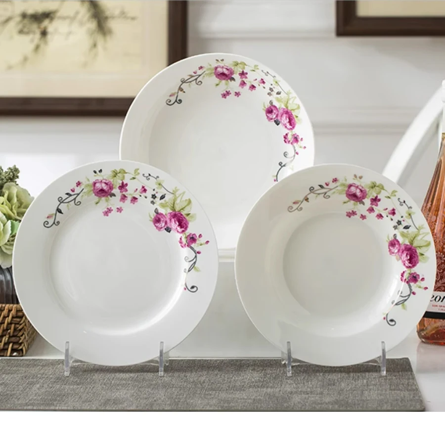 Rose Flower Food Plates Household Bone China Creative Dinner plate, steak plate, 10-inch Chinese Rice plate Dumpling Deep Dishes 
Rose Flower Food Plates Household Bone China Creative Dinner plate, steak plate, 10-inch Chinese Rice plate Dumpling Deep Dishes
