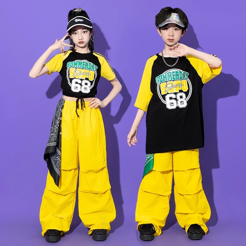 2025 Children Hip Hop Dance Costumes For Kids Yellow Kpop Hiphop Stage Outfits Girls Boys Jazz Performance Rave Clothes DQS19572
2025 Children Hip Hop Dance Costumes For Kids Yellow Kpop Hiphop Stage Outfits Girls Boys Jazz Performance Rave Clothes DQS19572