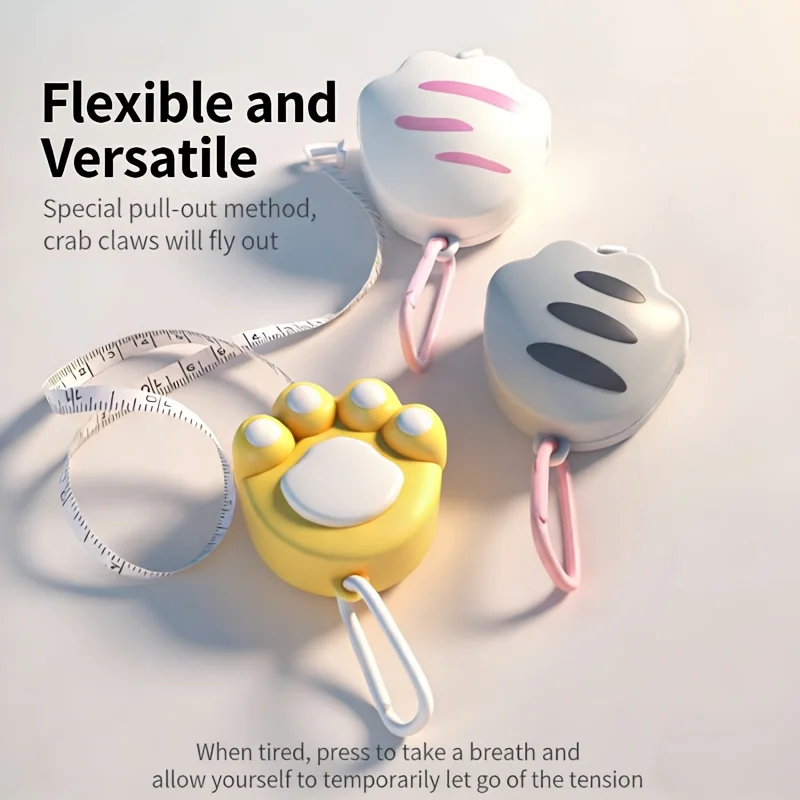 1pc Cute Cat Paw Retractable Tape Measure 2M Mini Portable Soft Measuring Ruler with Stress Relief Massage Ball Measuring A3298
1pc Cute Cat Paw Retractable Tape Measure 2M Mini Portable Soft Measuring Ruler with Stress Relief Massage Ball Measuring A3298