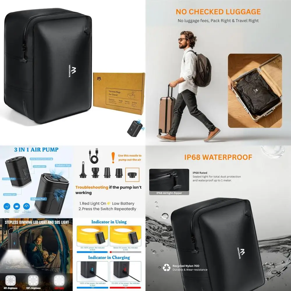 Большие вакуумные пакеты для хранения вещей с насосом, многоразовые, для одежды, водонепроницаемые, с верхним открытием, подходят для багажа 20-28 дюймов (1 пакет + насос, 4 шт.)
Большие вакуумные пакеты для хранения вещей с насосом, многоразовые, для одежды, водонепроницаемые, с верхним открытием, подходят для багажа 20-28 дюймов (1 пакет + насос, 4 шт.)