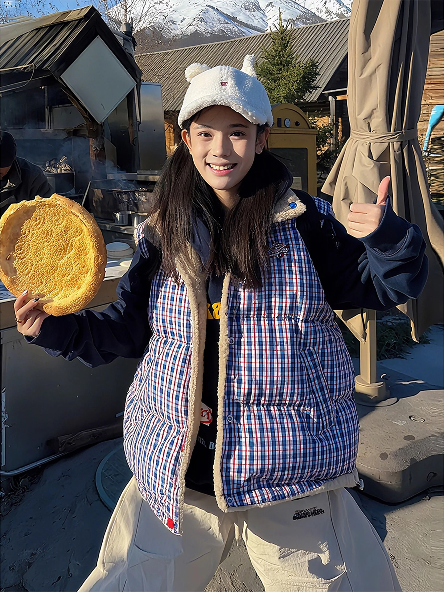 Double-Sided Wear Lamb Velvet Plaid Vest Men Women Winter Thi Warm Svel Outerwear Stand Collar oulder Pad Jaet
Double-Sided Wear Lamb Velvet Plaid Vest Men Women Winter Thi Warm Svel Outerwear Stand Collar oulder Pad Jaet