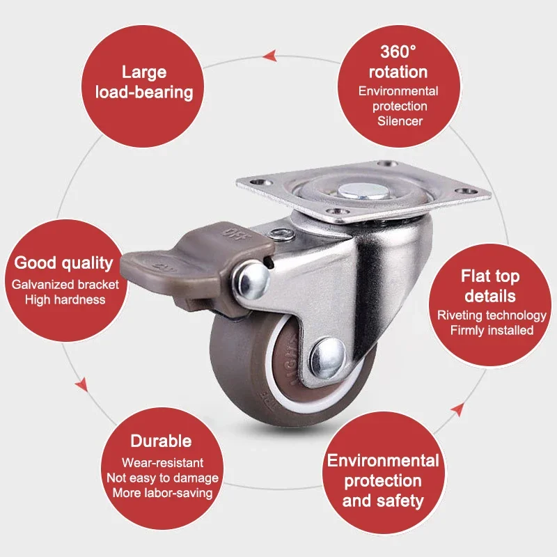 2 Inch Rubber Casters Silent Furniture Wheels Swivel Caster with Brake Furniture Casters Wheels for Furniture Office Chairs
2 Inch Rubber Casters Silent Furniture Wheels Swivel Caster with Brake Furniture Casters Wheels for Furniture Office Chairs