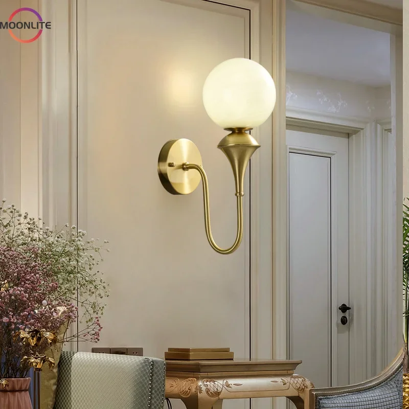 Copper Wall Lamp Bedroom Bedside Light Modern Simple White Glass Ball Golden Wall Lamp Luxury Living Roomhousehold Wall Lamp
Copper Wall Lamp Bedroom Bedside Light Modern Simple White Glass Ball Golden Wall Lamp Luxury Living Roomhousehold Wall Lamp