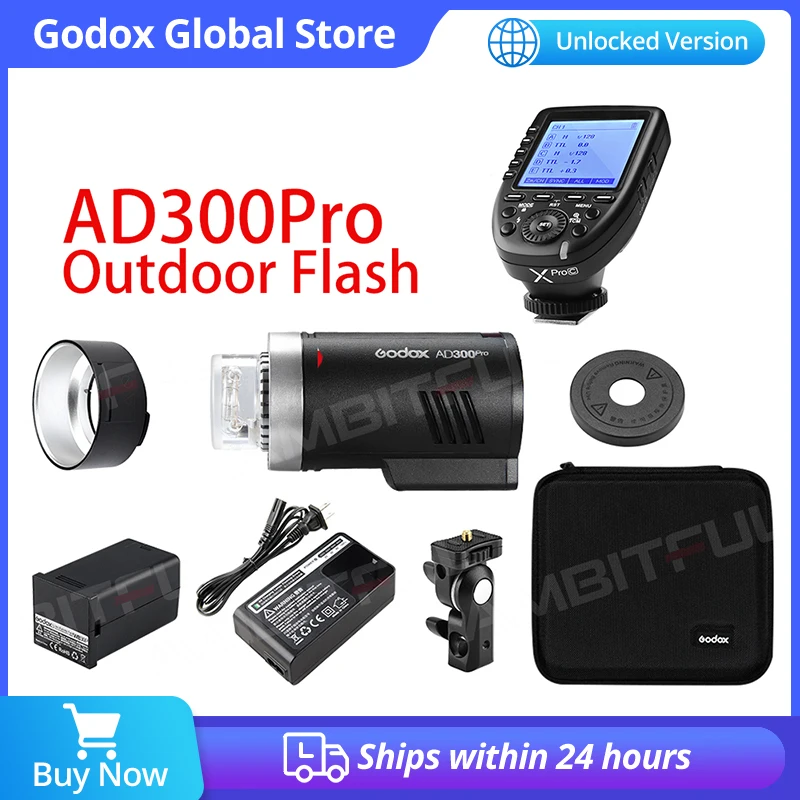Godox AD300Pro Outdoor Flash Light 300Ws TTL 2.4G 1/8000 HSS with 2600mAh Battery for Canon Nikon Sony Fuji Olympus Pentax
Godox AD300Pro Outdoor Flash Light 300Ws TTL 2.4G 1/8000 HSS with 2600mAh Battery for Canon Nikon Sony Fuji Olympus Pentax