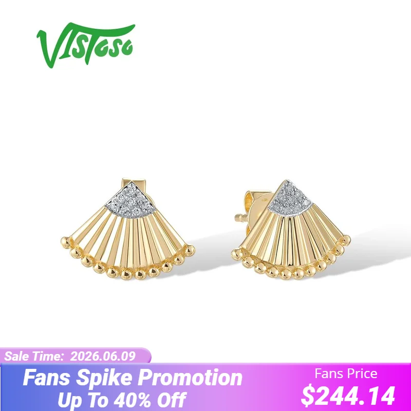 VISTOSO Authentic 14K 585 Yellow Stud Earrings For Women Sparkling Diamond Chic Fan Shape Oriental Wedding Gifts Fine Jewelry
VISTOSO Authentic 14K 585 Yellow Stud Earrings For Women Sparkling Diamond Chic Fan Shape Oriental Wedding Gifts Fine Jewelry