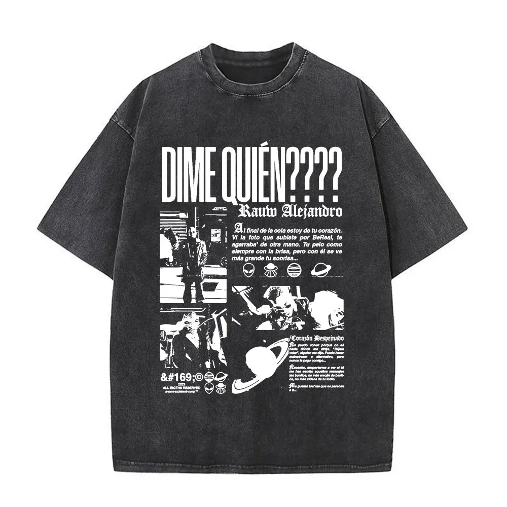 Singer Rauw Alejandro Альбом Винтажная стираная футболка Мужская женская одежда Футболка с короткими рукавами Хлопковые повседневные футболки большого размера Топы
Singer Rauw Alejandro Альбом Винтажная стираная футболка Мужская женская одежда Футболка с короткими рукавами Хлопковые повседневные футболки большого размера Топы