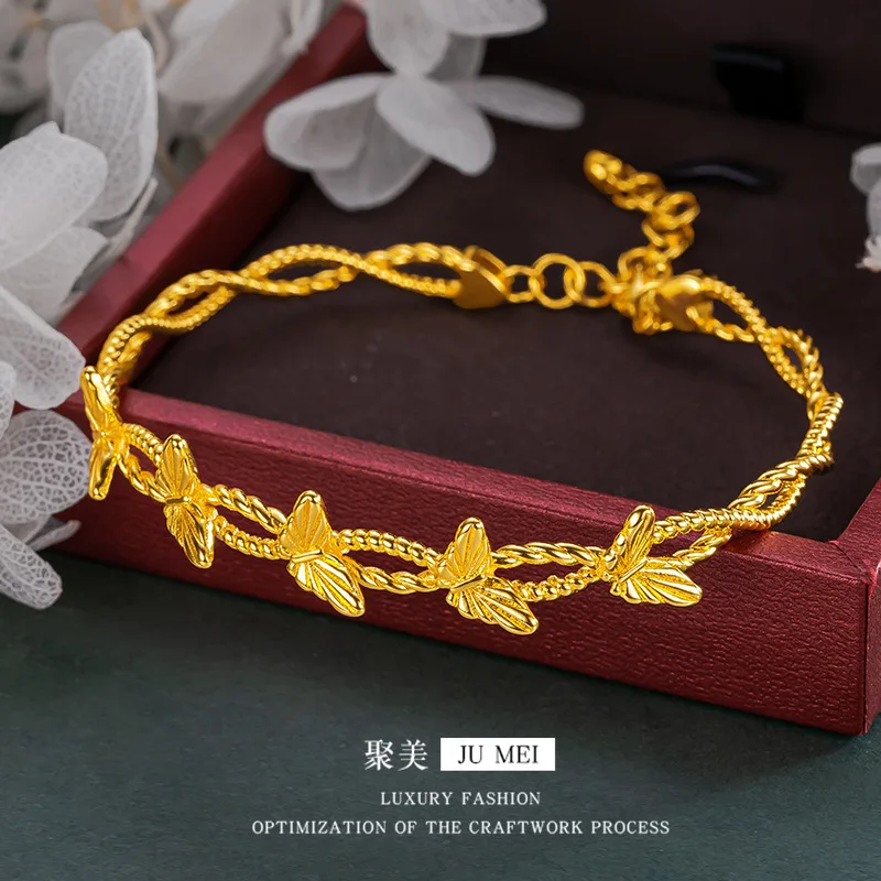 Luxury 24K 9999 Pure Gold real gold Five Butterfly Bracelet Butterfly Bracelet Opening Adjustable Gift for Girlfriend
Luxury 24K 9999 Pure Gold real gold Five Butterfly Bracelet Butterfly Bracelet Opening Adjustable Gift for Girlfriend