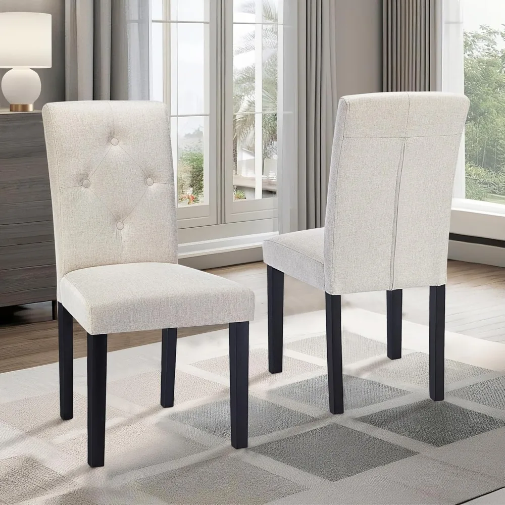 Upholstered Dining Chairs Set of 2, Modern Fabric and Solid Wood Legs & High Back for Kitchen/Living Room- Beige
Upholstered Dining Chairs Set of 2, Modern Fabric and Solid Wood Legs & High Back for Kitchen/Living Room- Beige