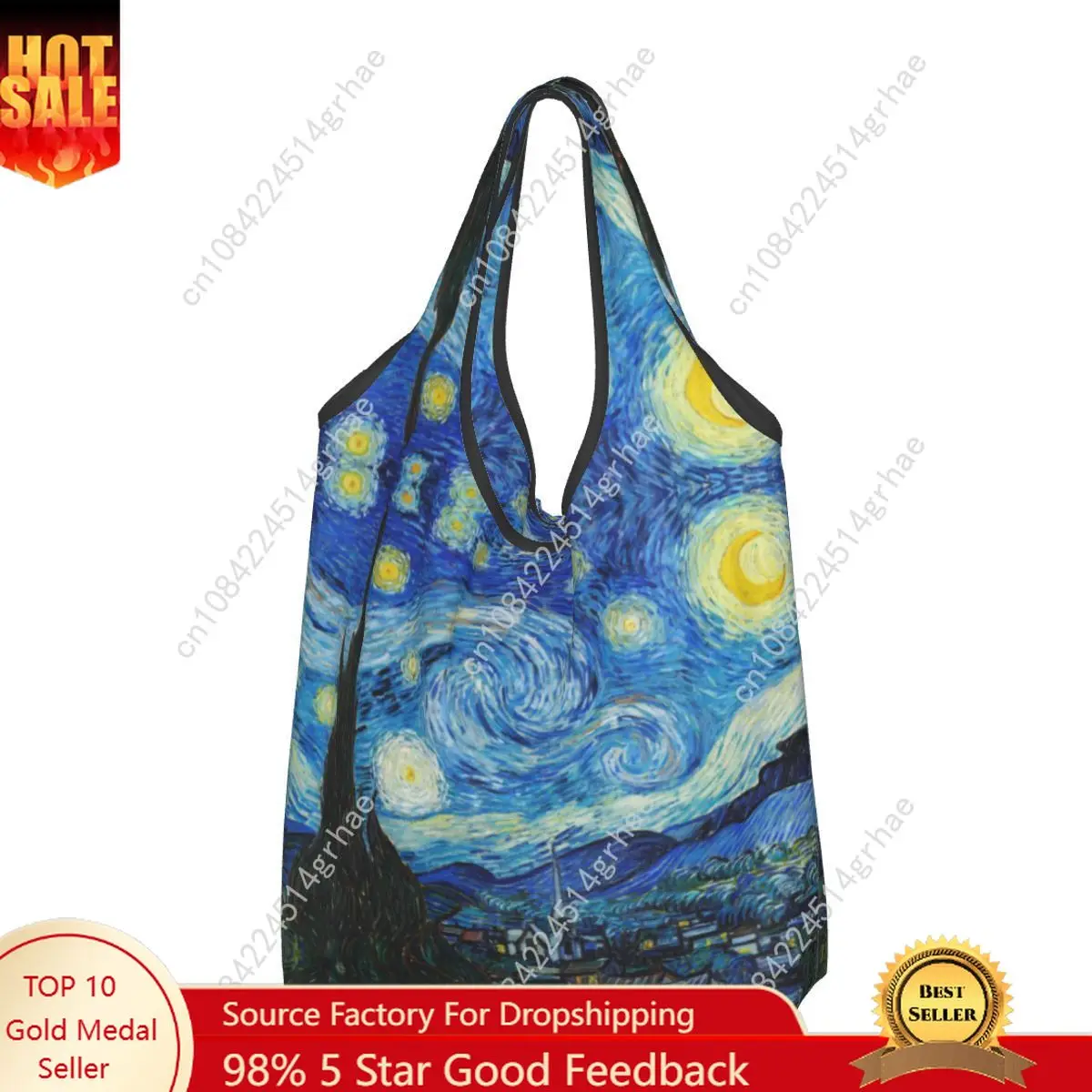 Custom Reusable The Starry Night Shopping Bag Women Tote Bag Portable Vincent van Gogh Groceries Shopper Bags
Custom Reusable The Starry Night Shopping Bag Women Tote Bag Portable Vincent van Gogh Groceries Shopper Bags