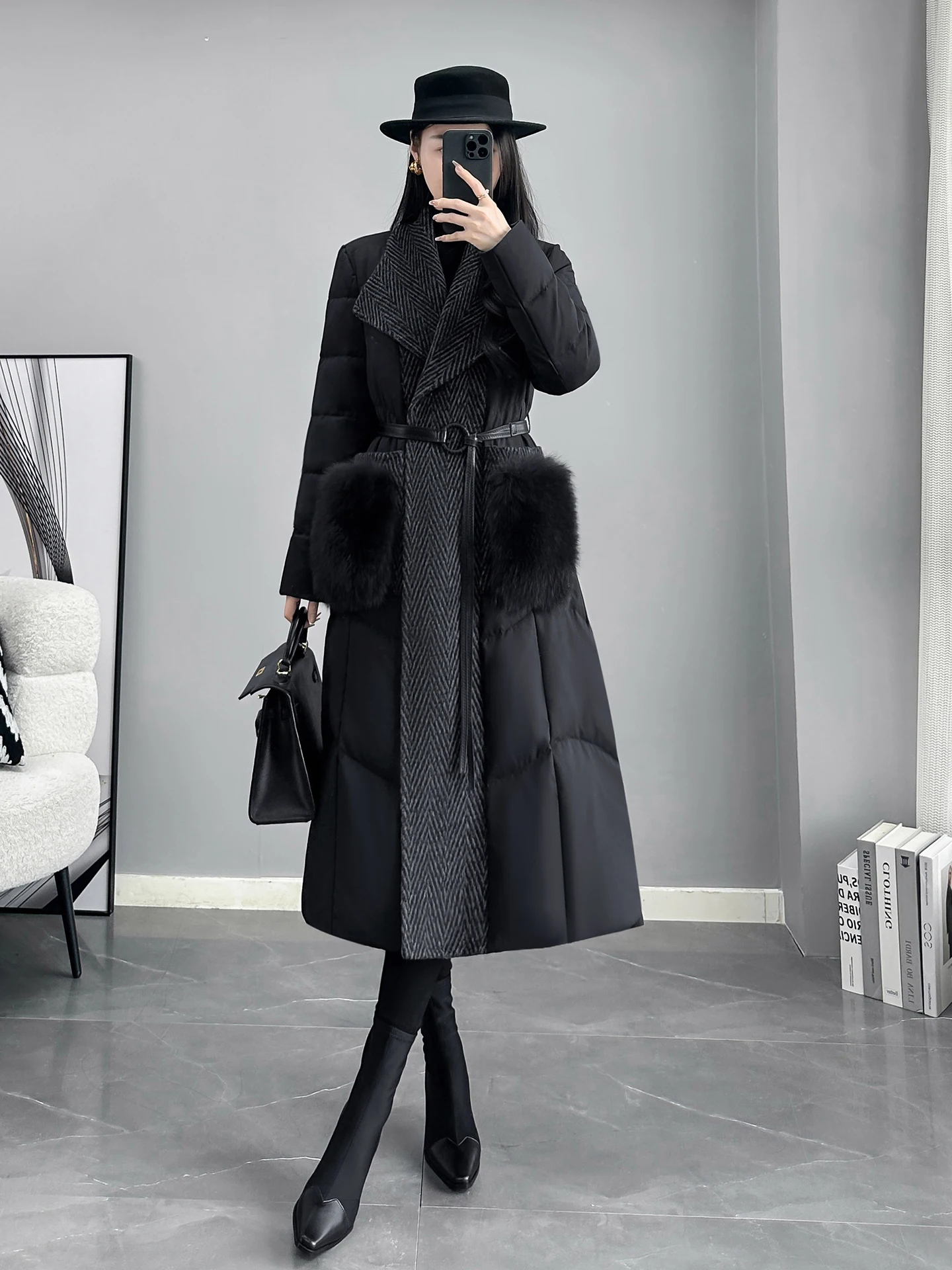 Ladies Thiened Woolen Fur Trimmed Mid-Length Puffer Jaet Winter Faion Waist-Cinching Coat Warm Sli Commute Sle
Ladies Thiened Woolen Fur Trimmed Mid-Length Puffer Jaet Winter Faion Waist-Cinching Coat Warm Sli Commute Sle
