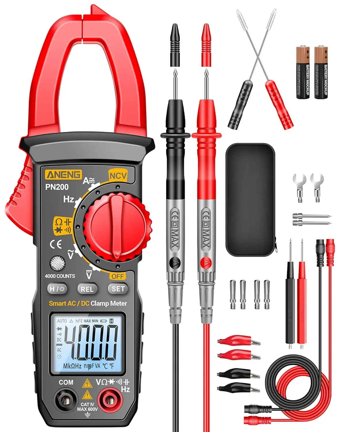 Digital Clamp Meter AC DC Current Voltage 4000 Counts Capacitance Resistance
Digital Clamp Meter AC DC Current Voltage 4000 Counts Capacitance Resistance