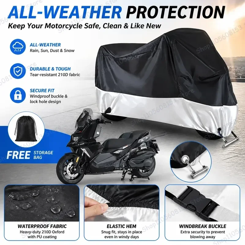 For BMW C 400 For Motorcycle Cover Waterproof Dustproof UV Resistant All Weather Scooter Cover Outdoor Indoor Riding
For BMW C 400 For Motorcycle Cover Waterproof Dustproof UV Resistant All Weather Scooter Cover Outdoor Indoor Riding