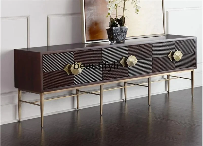 American porch decoration foyer partition solid wood stainless steel table carved cabinet simple and creative
American porch decoration foyer partition solid wood stainless steel table carved cabinet simple and creative