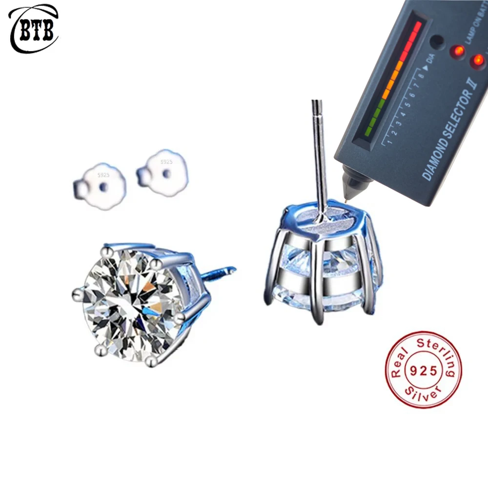 Cbtb 925 Sterling Silver GRA Certified 0.5-3CT Real Moissanite D Color VVS1 Six-jaw Stud Earrings Women Wedding Band Jewelry
Cbtb 925 Sterling Silver GRA Certified 0.5-3CT Real Moissanite D Color VVS1 Six-jaw Stud Earrings Women Wedding Band Jewelry