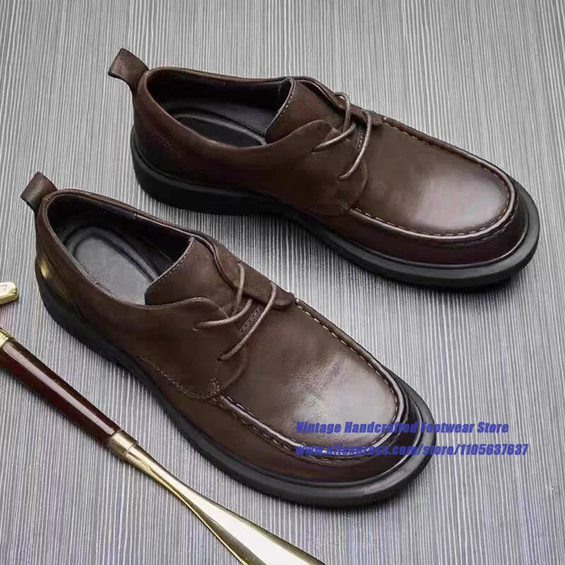 Brown/black Leather Men's Shoes Round Toe Lace-Up Height Increasing Office Dress Shoes Vintage Handcrafted Men's Shoes
Brown/black Leather Men's Shoes Round Toe Lace-Up Height Increasing Office Dress Shoes Vintage Handcrafted Men's Shoes