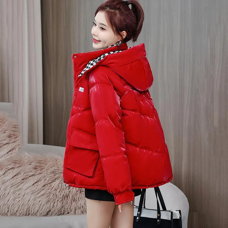 New Winter Jackets Short Hooded Parka Outerwear Padded Jacket Fashion Womens Glossy Down Cotton Jackets Female Student Coat Blue
New Winter Jackets Short Hooded Parka Outerwear Padded Jacket Fashion Womens Glossy Down Cotton Jackets Female Student Coat Blue