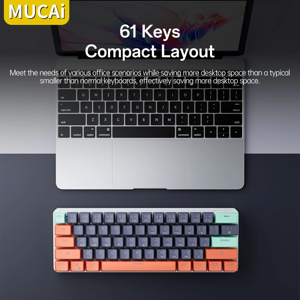 Механическая клавиатура MUCAI 61-клавиш, красная ось, эффект подсветки RGB, с возможностью горячей замены, компактная и практичная, предназначенная для игр и печати
Механическая клавиатура MUCAI 61-клавиш, красная ось, эффект подсветки RGB, с возможностью горячей замены, компактная и практичная, предназначенная для игр и печати