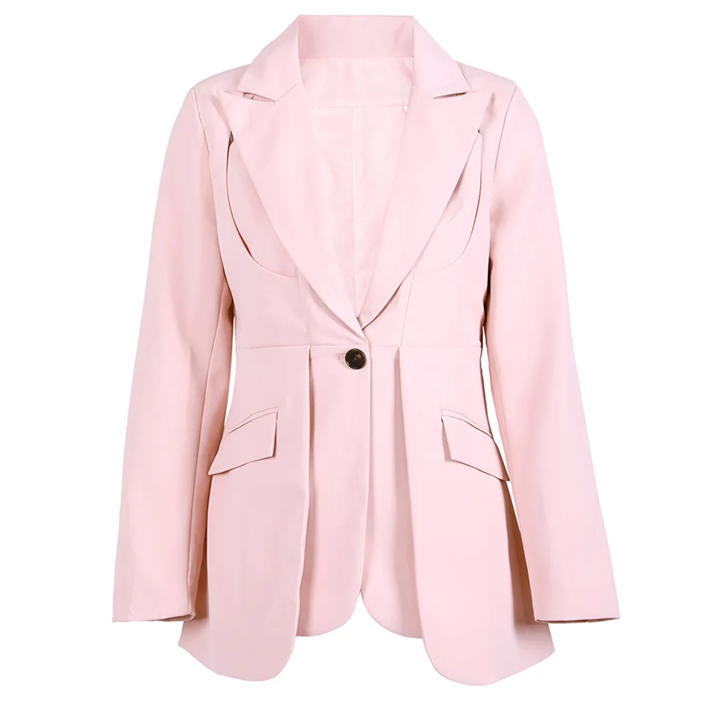 SuperAen Autumn New European and American Style Design Multi-layer Jacket Pink Lapel Single Button Blazer for Women
SuperAen Autumn New European and American Style Design Multi-layer Jacket Pink Lapel Single Button Blazer for Women