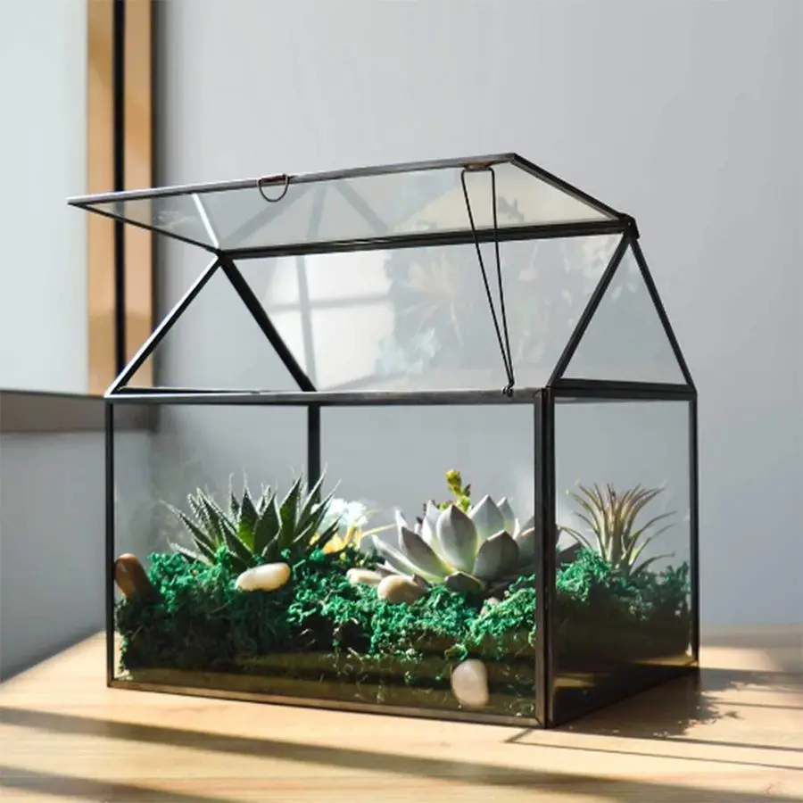 Glass Plant Terrarium House Succulent Glass Terrarium Kit with Lip Glass Greenhouse Terrarium for Plant 12.26X9.15X10.9inch Blac
Glass Plant Terrarium House Succulent Glass Terrarium Kit with Lip Glass Greenhouse Terrarium for Plant 12.26X9.15X10.9inch Blac