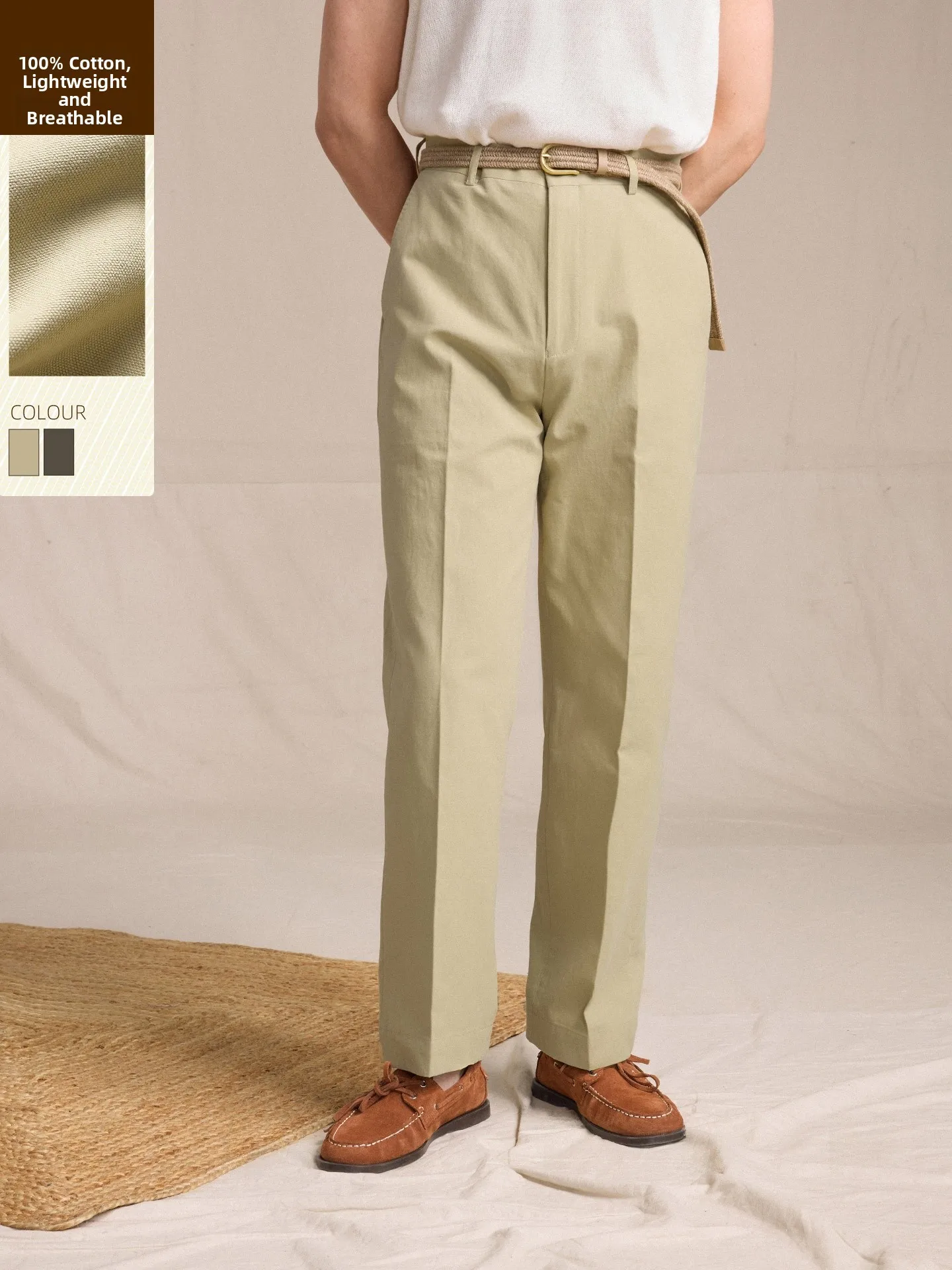 CULTUM Italian Style High Waist Casual Cotton Trousers Men's Spring Summer Flat Front Straight Leg Pants No Ironing Needed
CULTUM Italian Style High Waist Casual Cotton Trousers Men's Spring Summer Flat Front Straight Leg Pants No Ironing Needed