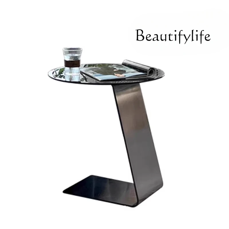Italian light luxury natural black gold edge sofa living room modern high-end corner table small round coffee table
Italian light luxury natural black gold edge sofa living room modern high-end corner table small round coffee table