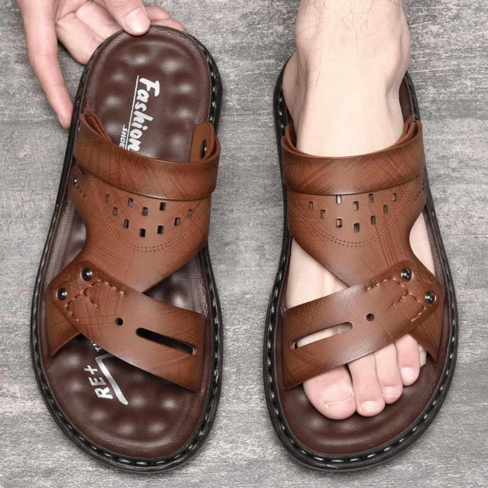 Fashion Latex Insoles Thick Soled Slippers Anti Slip PU Leather Slides Sandals Men Shoes Anti Odor Ankle Buckles Slippers Home
Fashion Latex Insoles Thick Soled Slippers Anti Slip PU Leather Slides Sandals Men Shoes Anti Odor Ankle Buckles Slippers Home