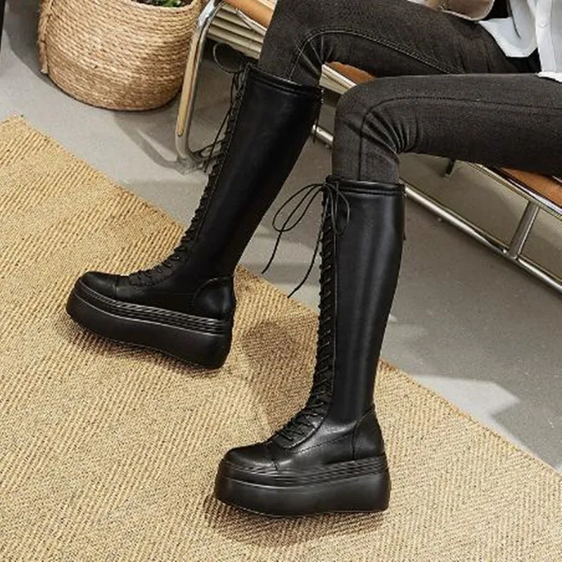 8CM Genuine Leather Spring Autumn Women Boots Knee ZIP High Motorcycle Boots Platform Wedge Women Winter Warm Botas Women Shoes
8CM Genuine Leather Spring Autumn Women Boots Knee ZIP High Motorcycle Boots Platform Wedge Women Winter Warm Botas Women Shoes