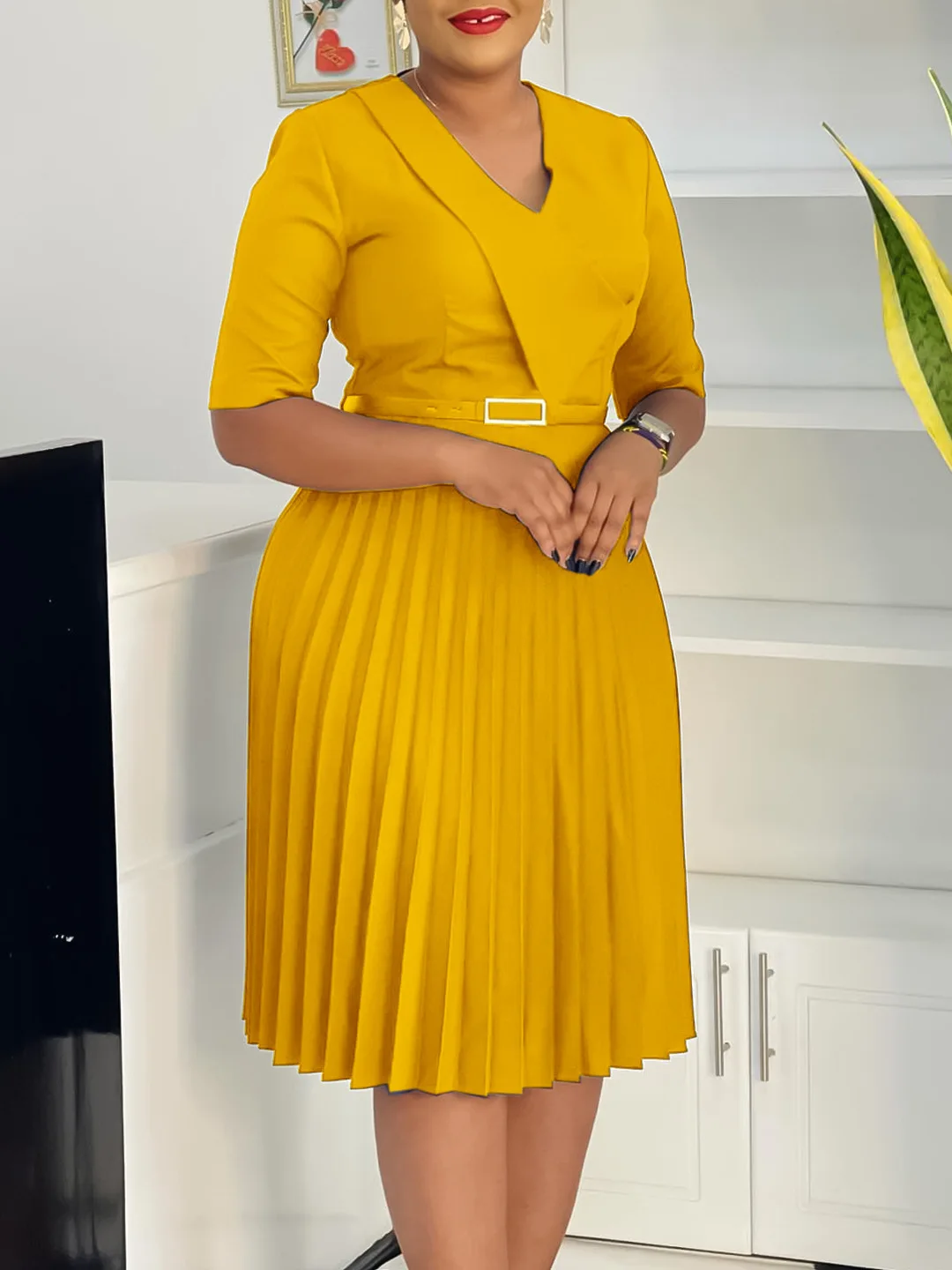 Fashion Slim Midi Dress Women Autumn Casual V-Neck Lace-up Long Sleeve Pencil Dresses Elegant Office Work African Robe
Fashion Slim Midi Dress Women Autumn Casual V-Neck Lace-up Long Sleeve Pencil Dresses Elegant Office Work African Robe