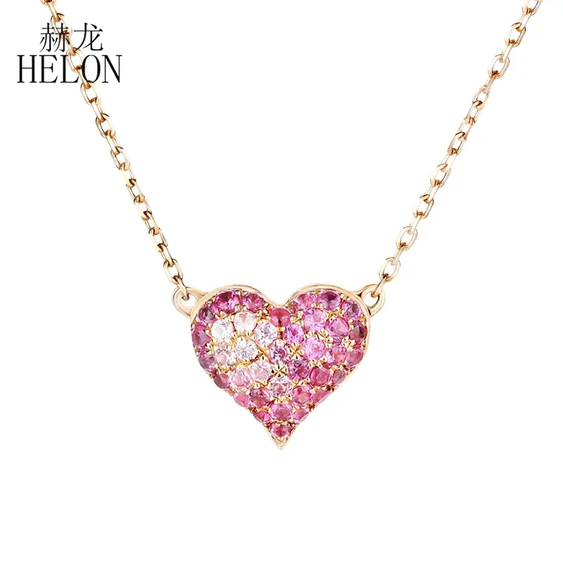 HELON Solid 18K AU750 Rose Gold Genuine Pink Sapphire Necklace Heart Shape Pendant Fine Jewelry Best Birthday Gift For Women
HELON Solid 18K AU750 Rose Gold Genuine Pink Sapphire Necklace Heart Shape Pendant Fine Jewelry Best Birthday Gift For Women