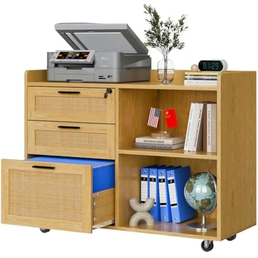 File Cabinet for Home Office, Rattan Lateral Filing Cabinet with Shelves 3 Drawers Large Storage Organizer Mobile
File Cabinet for Home Office, Rattan Lateral Filing Cabinet with Shelves 3 Drawers Large Storage Organizer Mobile