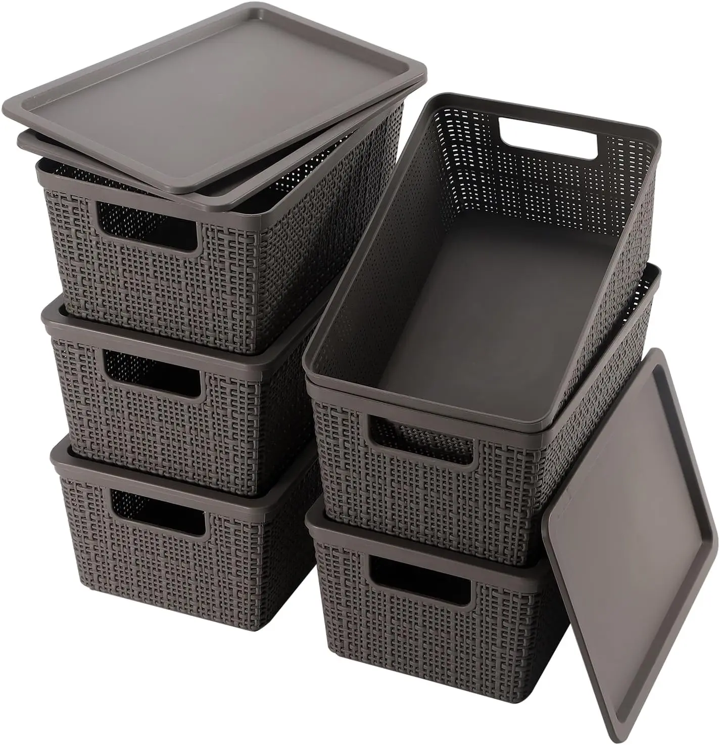 6 Pack Plastic Storage Baskets With Lids,Grey Breathable Stackable Storage Bins,Small Storage
6 Pack Plastic Storage Baskets With Lids,Grey Breathable Stackable Storage Bins,Small Storage