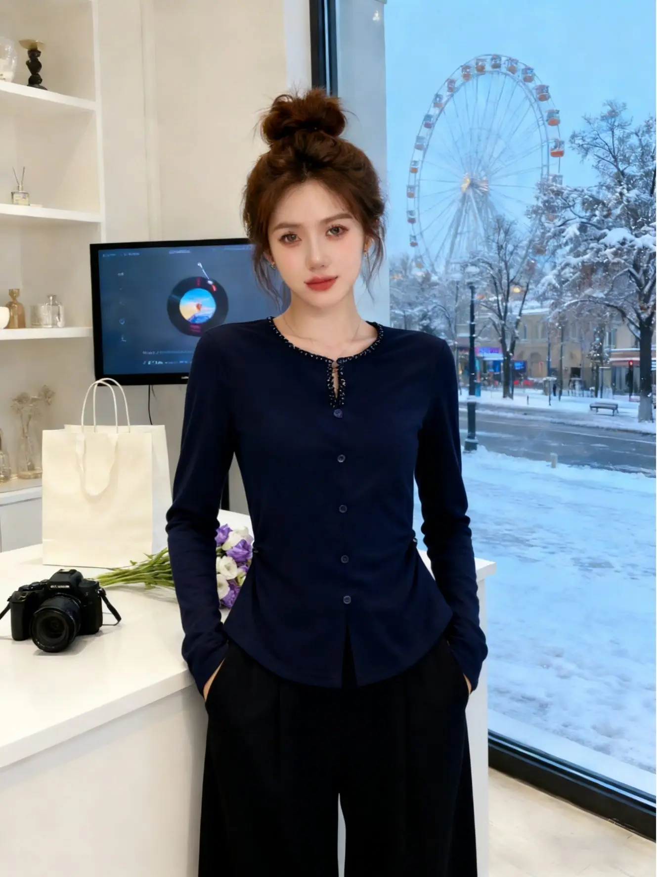 High-End plus Size Long Sve T-irt Women's Spring Design Slimming Waist Cinched Beaded Top Japanese Sle Loose Fit Polye...
High-End plus Size Long Sve T-irt Women's Spring Design Slimming Waist Cinched Beaded Top Japanese Sle Loose Fit Polye...