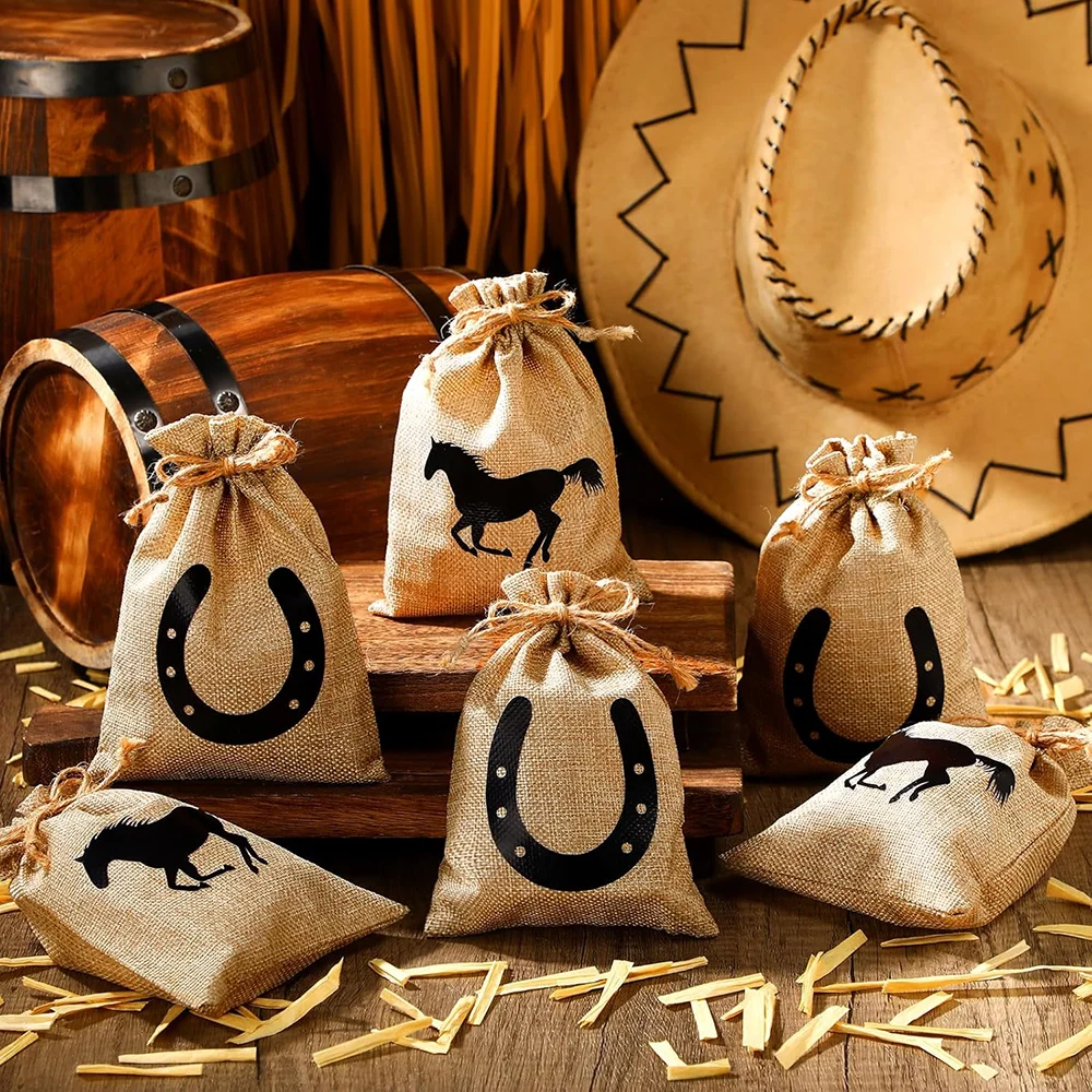 5Pcs Western Horse Gift Bags Cowboy Party Decor Drawstring Bag Horsehead and Horseshoe Pattern for Cowboy Birthday Party Favor
5Pcs Western Horse Gift Bags Cowboy Party Decor Drawstring Bag Horsehead and Horseshoe Pattern for Cowboy Birthday Party Favor