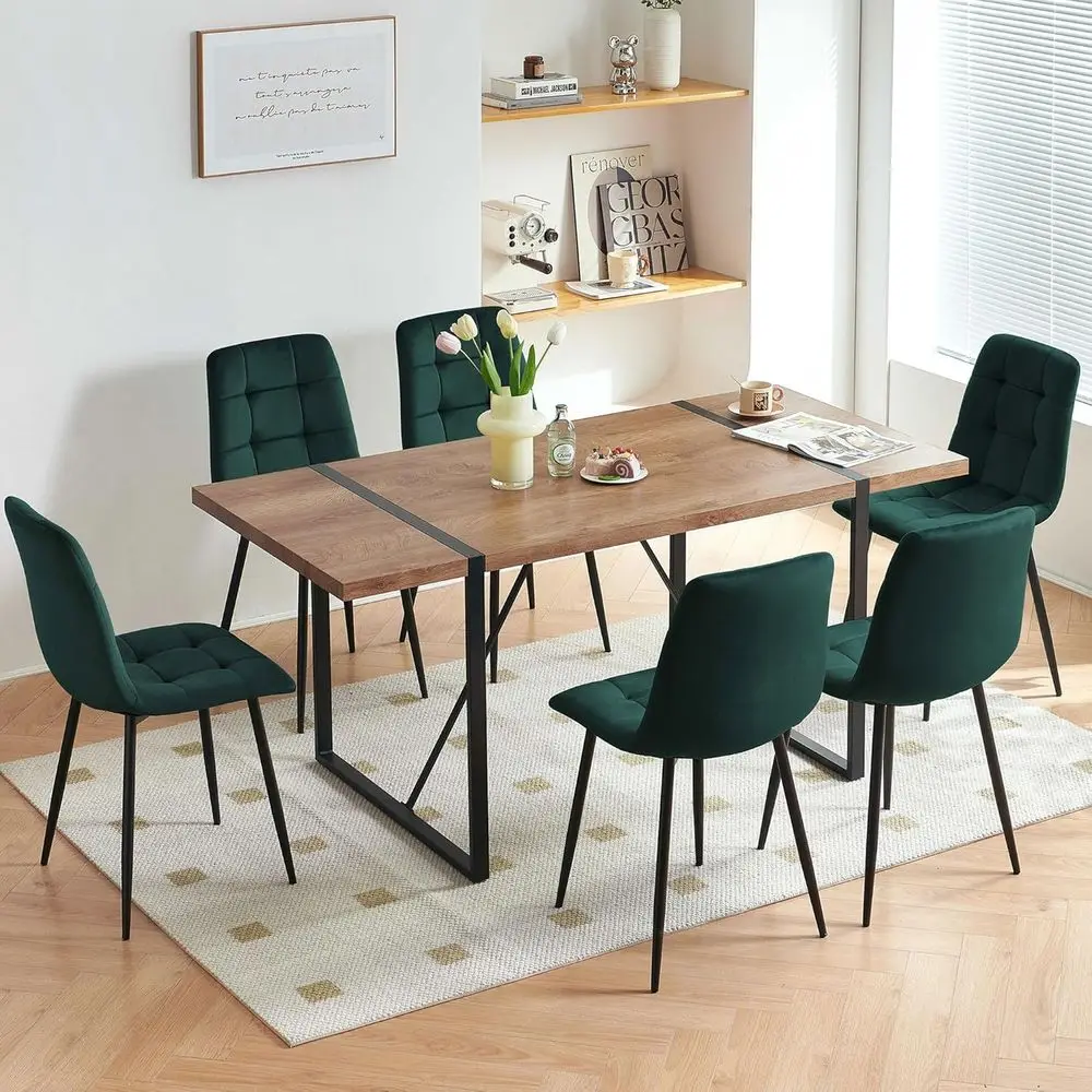 66 Elegant Dining Set: 6 or 7-Piece Wood Breakfast Table with Velvet Chairs for Dining & Living Rooms
66 Elegant Dining Set: 6 or 7-Piece Wood Breakfast Table with Velvet Chairs for Dining & Living Rooms
