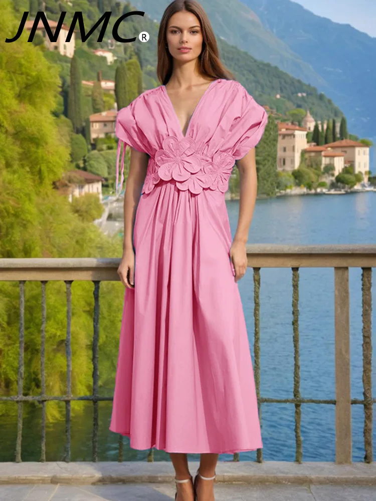 JNMC Elegant Fashionable V-neck Patchwork Flower Backless Slim Fitting A-line Dress For Women 2024 Spring Summer New Model
JNMC Elegant Fashionable V-neck Patchwork Flower Backless Slim Fitting A-line Dress For Women 2024 Spring Summer New Model