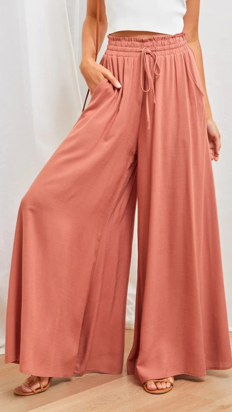 Wide Leg Long Pants with Elastic Belt, High Waist, New, European and American, Spring, Summer, 2022
Wide Leg Long Pants with Elastic Belt, High Waist, New, European and American, Spring, Summer, 2022