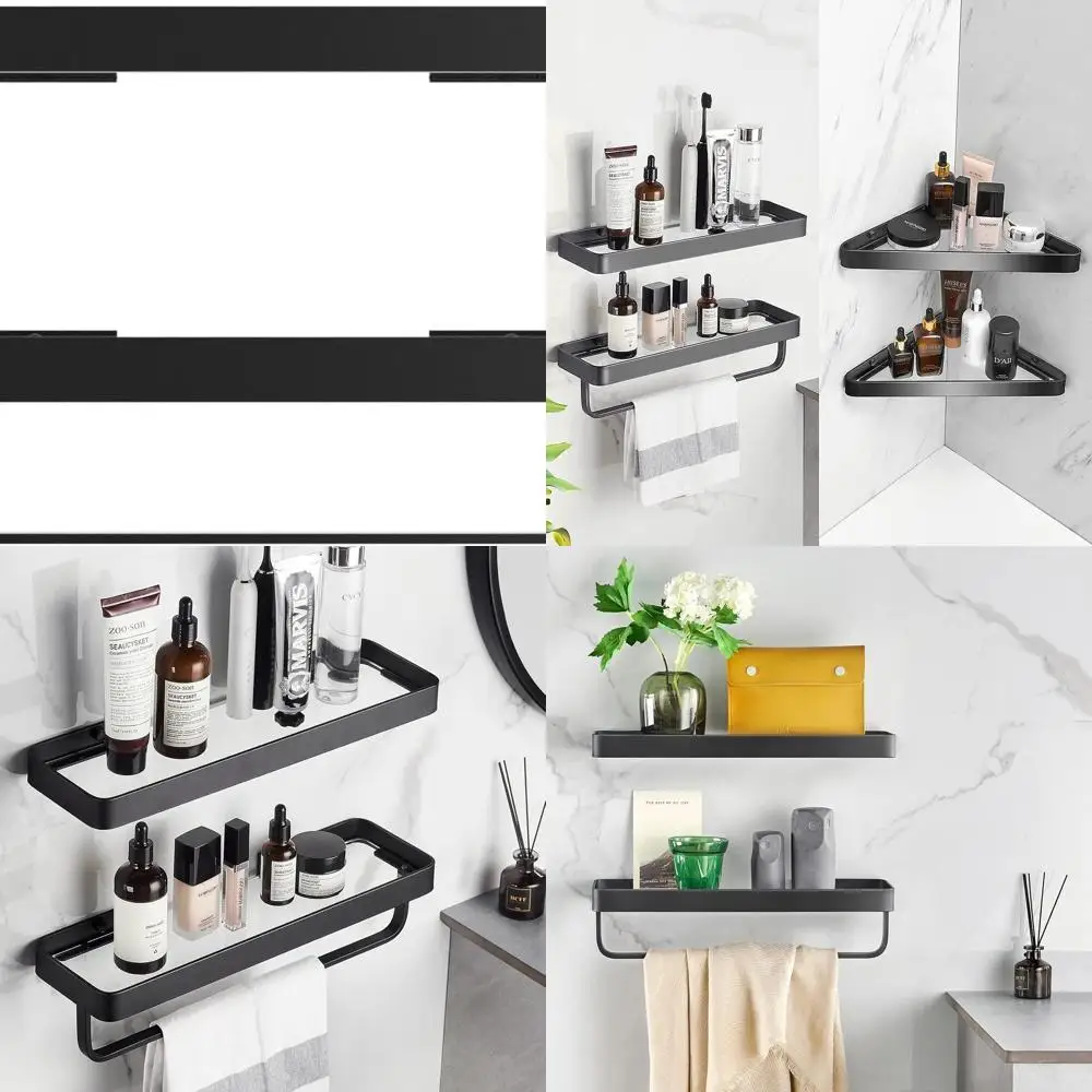 Двухуровневая плавающая настенная полка из черного закаленного стекла для хранения и организации в ванной комнате
Двухуровневая плавающая настенная полка из черного закаленного стекла для хранения и организации в ванной комнате