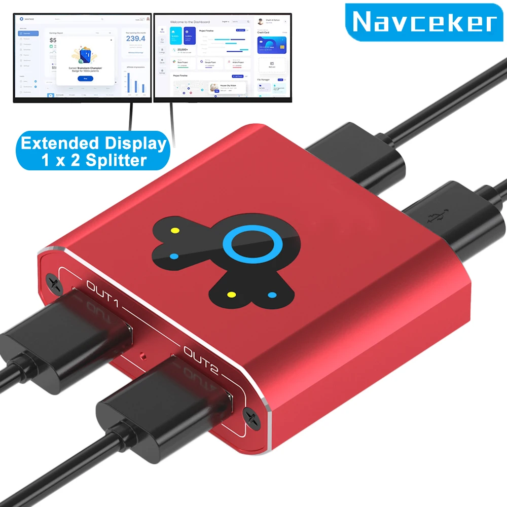 Navceker USB 3.0 HDMI Splitter Extend Display Mode USB to HDMI 1 In 2 Out Video Distributor Extend Screen for Laptop Computer PC
Navceker USB 3.0 HDMI Splitter Extend Display Mode USB to HDMI 1 In 2 Out Video Distributor Extend Screen for Laptop Computer PC