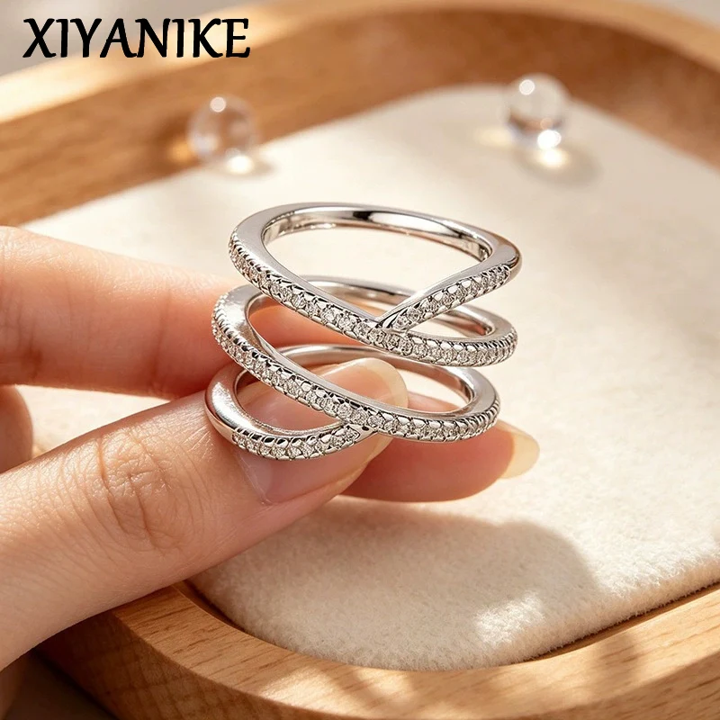 XIYANIKE Multi-layer Line Cross Zircon Adjustable Open Finger Rings For Women Girl Fashion New Jewelry Gift Party Holiday кольцо
XIYANIKE Multi-layer Line Cross Zircon Adjustable Open Finger Rings For Women Girl Fashion New Jewelry Gift Party Holiday кольцо
