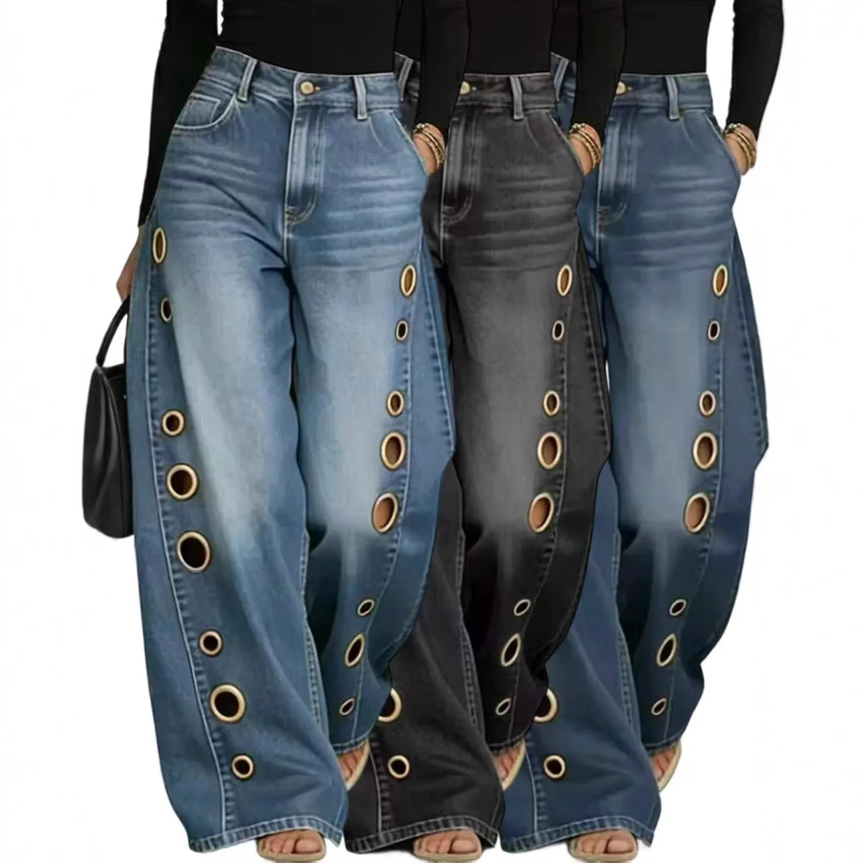 Y2K Baggy Jeans Hollow out Denim Pants Loose Fit Low Waist mid Waist Pure Color Spring 2026 New Hole Denim Jeans for Young Women
Y2K Baggy Jeans Hollow out Denim Pants Loose Fit Low Waist mid Waist Pure Color Spring 2026 New Hole Denim Jeans for Young Women