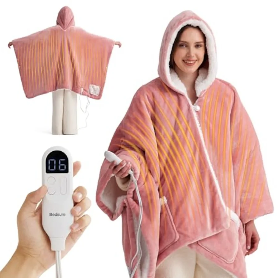 Heated Blanket Wearable Shawl - Electric Wrap Poncho Blanket Hoodie for Adult Winter Gifts for Mom Women Girlfriend Warm Sherpa
Heated Blanket Wearable Shawl - Electric Wrap Poncho Blanket Hoodie for Adult Winter Gifts for Mom Women Girlfriend Warm Sherpa