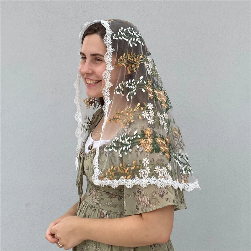 Wildflowers Lace Mantilla Chapel Veils Catholic Gold Lace Edge Head Covering Wrap Shawl Rectangle Floral Colorful
Wildflowers Lace Mantilla Chapel Veils Catholic Gold Lace Edge Head Covering Wrap Shawl Rectangle Floral Colorful